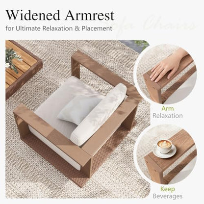 Sophia & William 5-Piece HDPE Patio Furniture Set with 9.8" Thick Cushion