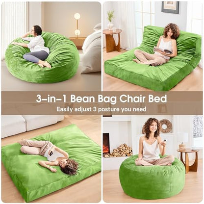 Bean Bag Chairs for Adults - Giant Bean Bag Convertible Floor Sofa
