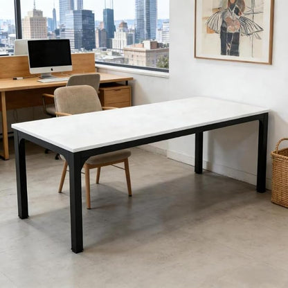 Practical Computer Desk,Rectangle Conference Table,Executive Desk(Only Table) (Black + White + MDF+Iron)