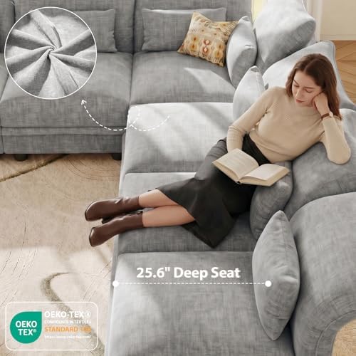 Chenille Modular Sectional Cloud Couch with Storage, Oversized 11-Seat