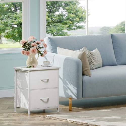 Somdot Night Stand with 2 Drawer, Small Nightstand End Table, Bedside Table