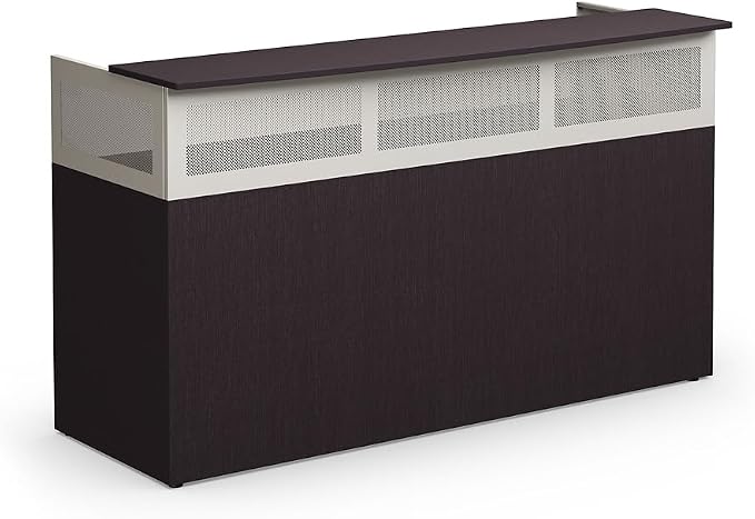NBF Reception Desk Front Counter Workstation for Office Lobby Reception Area, 75" W x 29" D, Espresso, At Work Collection