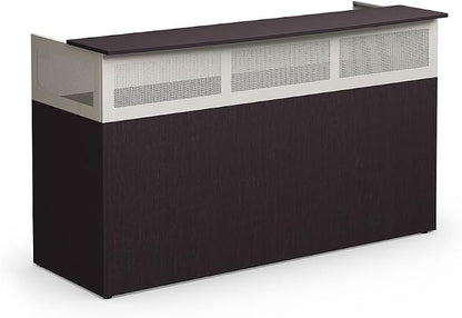NBF Reception Desk Front Counter Workstation for Office Lobby Reception Area, 75" W x 29" D, Espresso, At Work Collection
