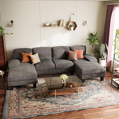 YESHOMY U-Shaped Cloud Sectional Sofa, Deep Seat Modern Couch with Chaise