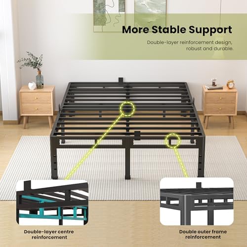 NKZ 2-in-1 California King Metal Platform Bed Frame, 14" Heavy Duty Base