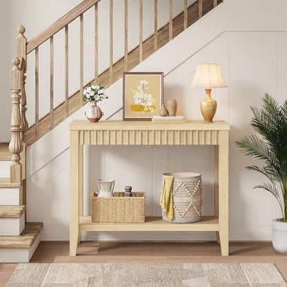 FAVOOSTY 31.5" Entryway Table, Console Tables with Open Storage, Natural