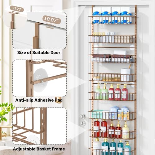 ElegantArray 10-Tier Pantry Door Organizer Hanging Storage Basket Brown