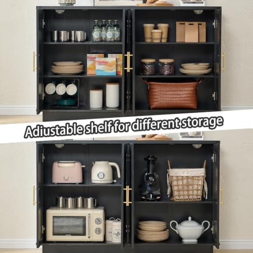 Okvnbjk Modern Sideboard Buffet Cabinet with Storage, Black