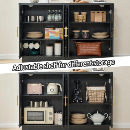 Okvnbjk Modern Sideboard Buffet Cabinet with Storage, Black