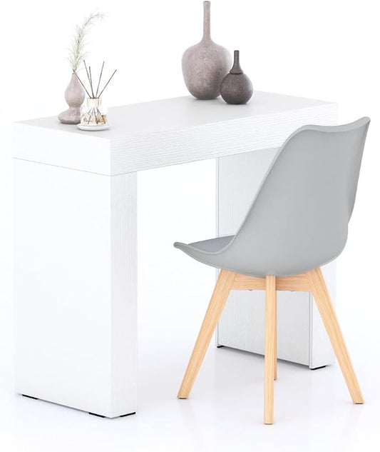 Mobili Fiver, Evolution Desk 35.4 x 15.7 in, Ashwood White with Two Legs, Made in Italy