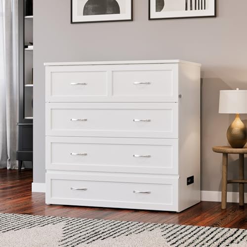 AFI, Northfield Murphy Bed Chest Twin XL with 6" Mattress, White