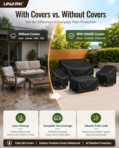 Patio Furniture Covers, 4-Piece Outdoor Set, Waterproof 600D Heavy Duty