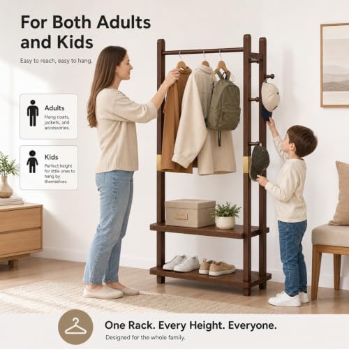 Corner Coat Rack, Corner Coat Rack with Shoe Storage (Double Hanger)