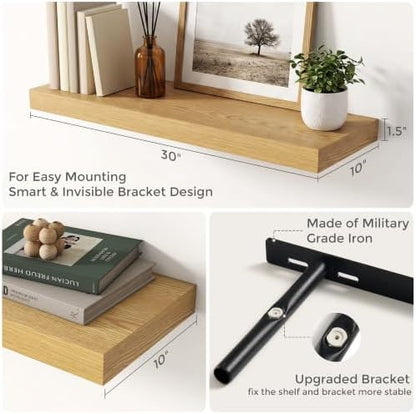 Dreamland 30 Inch Floating Shelves for Wall, Set of 2, Oak