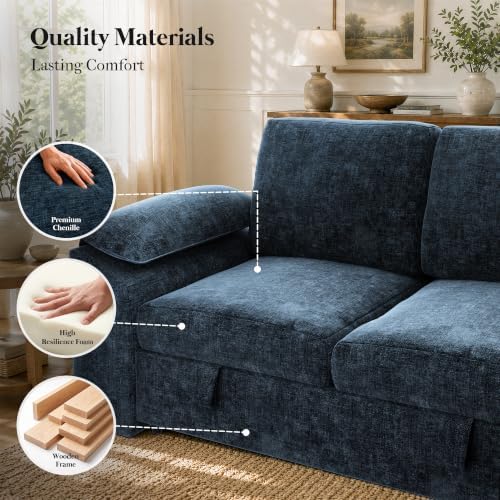 Modular Sectional Sleeper Sofa with Pull Out Bed, U Shape Couch