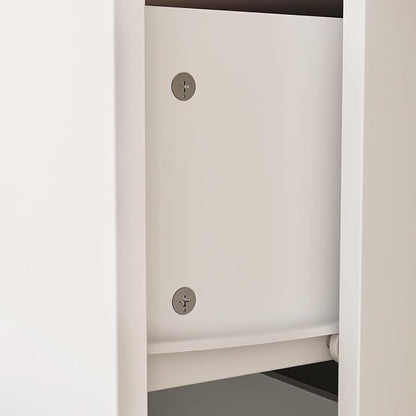 FUNSIR 4 Doors Bedroom Wardrobe, Wood Armoire with Mirror, 2 Clothes Hanging Rails, 5 Storage Shelves and 2 Drawers, 63" Wide Bedroom Storage Unit Clothes Organizer, White(70.9" H)