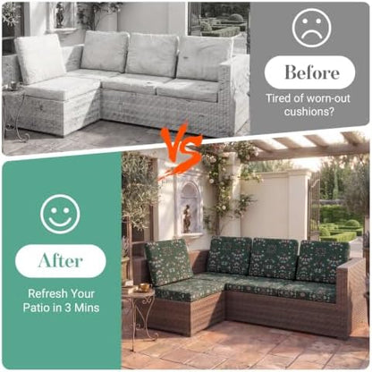 8Pcs Patio Cushion Covers Stretch Outdoor Furniture Protector Slipcovers