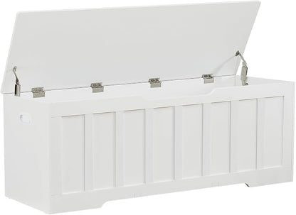 VANKILEY 51.2" Storage Chest Extra Large,Storage Bench with 2 Safety Hinges,Shoe Bench,51.2 * 15.7 * 19.1 inches,Wooden Trunk for Bedroom,livingroom,entryway,Supports 220 lb,Easy Assembly(White).