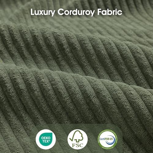LLappuil 137" Modular Sectional Sofa with Storage, U Shaped 9-Seat Pet-Friendly Corduroy Couch with 9 Throw Pillows, Convertible Sofa Set for Living Room, Scratch Resistant, Green