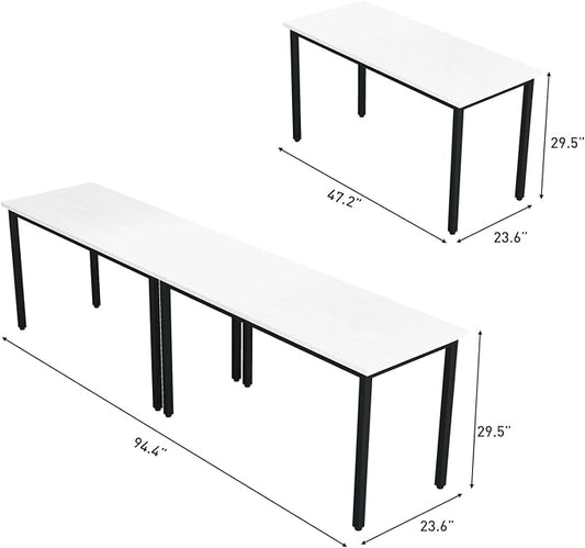 Bonzy Home Conference Tables 8ft Office Computer Desk for Meeting Room Study Writing Printer Podcast Table for 4-8 People Modern White 2PCS 94.4"x23.6"x29.5"