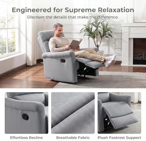 NicBex Manual Recliner Chair with Adjustable Backrest for Living Room, Gray