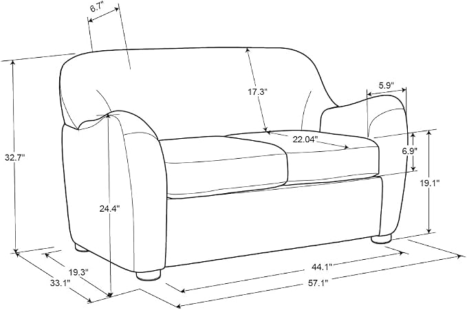 Studio Living® Jennifer 57.1" Loveseat, Modern Style, Pocket Coil Comfort, Natural Wood Legs, Boucle Fabric, Pebble