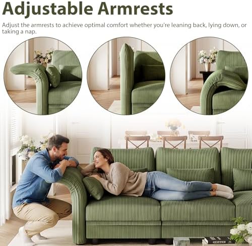 Corduroy Modular Sectional Cloud Couch with Storage, Oversized 14-Seat