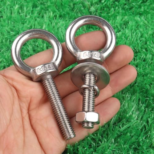 1/2" x 1-1/5" Stainless Steel Eye Bolts with Nut Washer, M12X30mm Eyebolts for Swing Chair, Hammock At Garden and Balcony Hanging String Lights