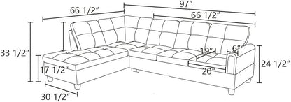 L-Shaped Sectional Sofa, Modern 4-Seat Couch with Left Facing Chaise, Leather Sectional Couch for Living Room, Apartment, Office, Dark Grey