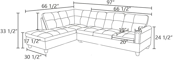 L-Shaped Sectional Sofa, Modern 4-Seat Couch with Left Facing Chaise, Sectional Couch for Living Room, Apartment, Office, Chocolate