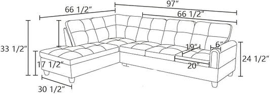 L-Shaped Sectional Sofa, Modern 4-Seat Couch with Left Facing Chaise, Sectional Couch for Living Room, Apartment, Office, Chocolate