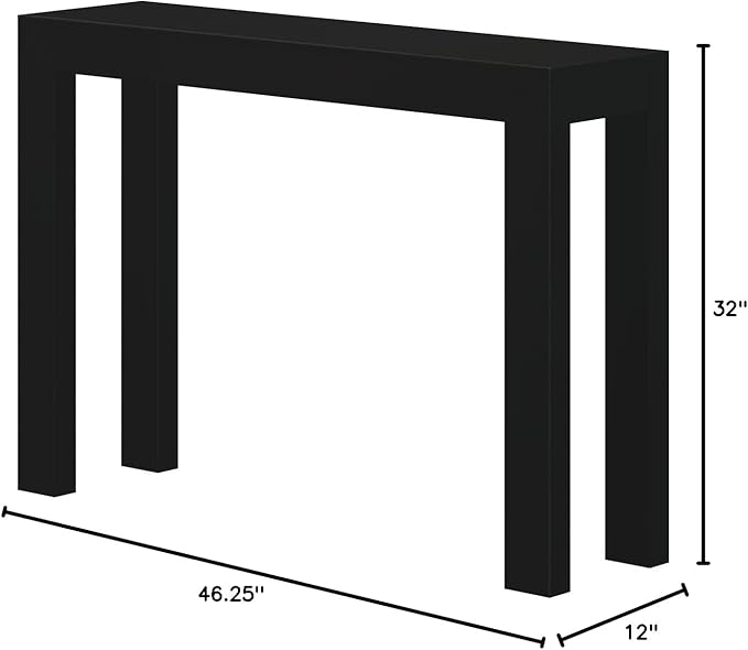 Plank+Beam Modern 46 Inch Console Table, Solid Pine Wood Entryway Table, Narrow Sofa Table for Hallway or Living Room, Black