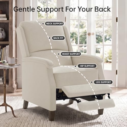 VKNOW Recliner Chair, Fabric Recliner with Adjustable Back, Beige