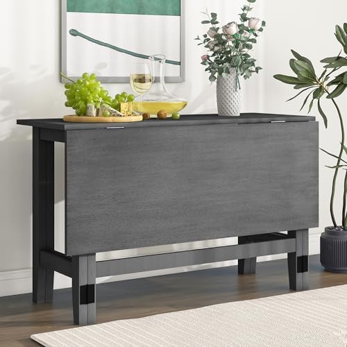Merax Wooden 18"- 36" Extendable Rectangular Dining Table with Drop Leaf, Fits up to 4, Easy Assemble, Gray
