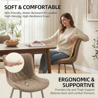 Kidol & Shellder Modern PU Leather Upholstered Dining Chairs Set of 2