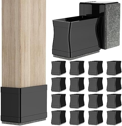 Rectangle Chair Leg Protectors for Hardwood Floors. (Black, 2×4")
