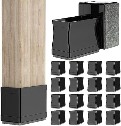 Rectangle Chair Leg Protectors for Hardwood Floors. (Black, 2×4")