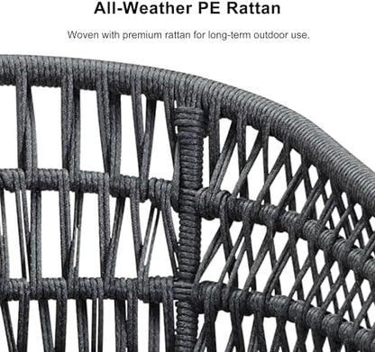 PURPLE LEAF Outdoor Table and Chairs for 6 Rattan Aluminum Long Table Grey