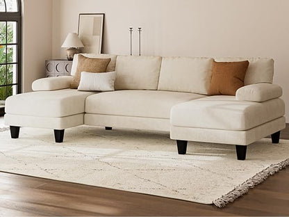 Txtin's U Shaped Sectional Couches for Living Room, 111 Inch Modular Sofa with Double Chaise, Large Lounge Couch for Apartment, Warm White