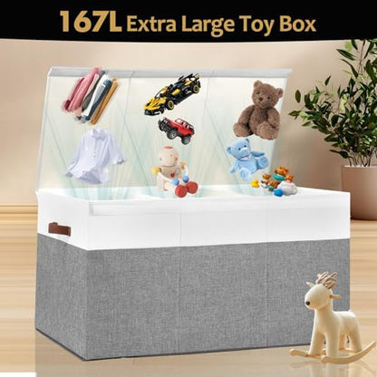 Extra Large Toy Storage Box with Lid,Toy Chest Bin Basket with Dividers