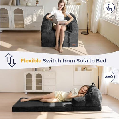 MAXYOYO Folding Sofa Bed with Backrest, Boneless Fold Out Couch with Handle