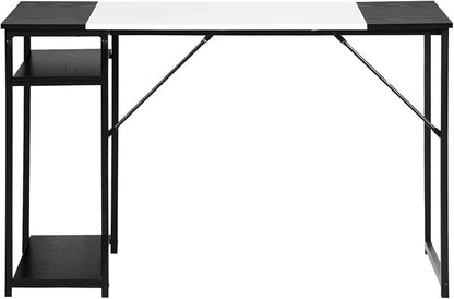 FurnitureR Computer Desk with Shelves for Small Spaces Simple Home Office Desk Study Writing Office Table Laptop PC Writing Desks (White, 47.2 Inch)