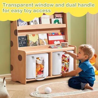 ANROYE 2PCS Toy Storage Bins with Lids, Foldable Cube Container for Blocks