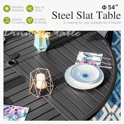Sophia & William 7-Piece Patio Dining Set, Round Table, PE Wicker Chairs