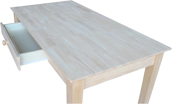 IC International Concepts, Writing Desk With Drawer, Solid Real Wood, Sturdy Parawood, Dimensions 19.41"W x 15"D x 2.36"H, Home Office/Study, Paint/Stain Ready, Unfinished
