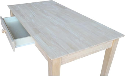 IC International Concepts, Writing Desk With Drawer, Solid Real Wood, Sturdy Parawood, Dimensions 19.41"W x 15"D x 2.36"H, Home Office/Study, Paint/Stain Ready, Unfinished