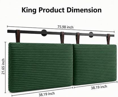 King Headboard only, Wall Mounted Headboard for Adjustable Bed, Hanging Head Board for King Size Bed Upholstered Headboard Cabeceras De Cama for Bedroom, Dorm, Guest Room, Green