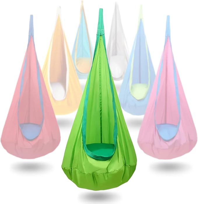Kids Swing Seat Hammock Chair Indoor Outdoor Hanging Chair for Children,Soft & Safe with High Weight Capacity, Easy Install Perfect for Bedroom, Garden, Playroom (Light Green)