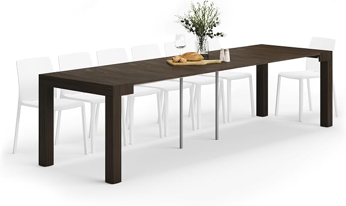 Mobili Fiver, First Extendable Console Table 17.7(120) x35.4 in, Dark Walnut, Made in Italy
