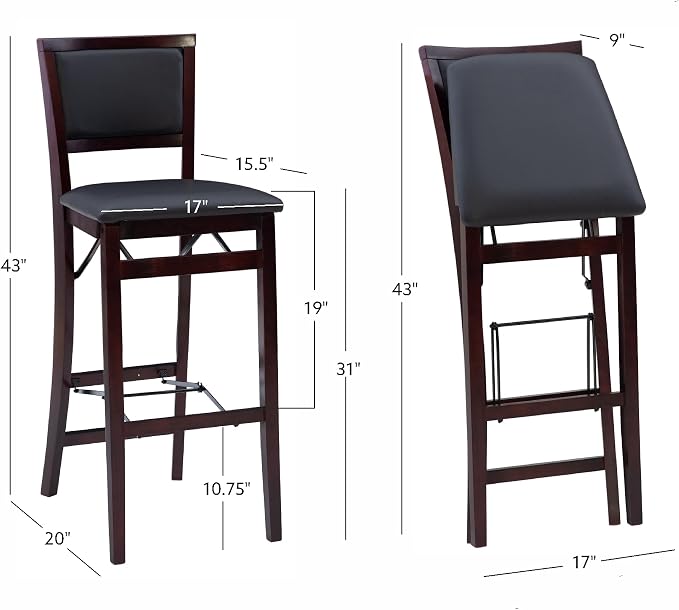 Linon Keira Pad Back Folding Bar Stool